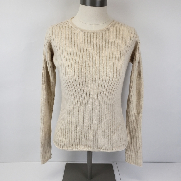 Baby Alpaca Alpawool ribbed crewneck sweater size medium - Picture 1 of 7